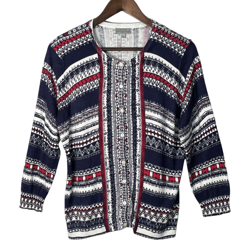 Joseph A. qu'est ce que‎ c'est silk? Cardigan Sweater Women Size L Blue Boho